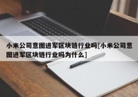 小米公司意图进军区块链行业吗[小米公司意图进军区块链行业吗为什么]